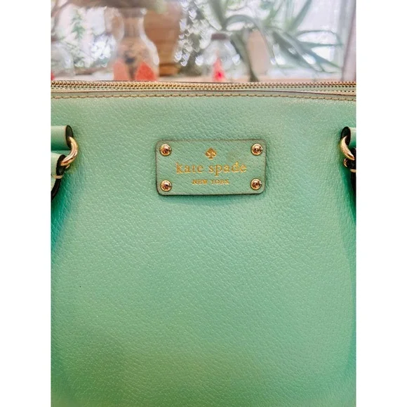 Kate Spade New York Turquoise Leather Satchel Handbag - Picture 5 of 10